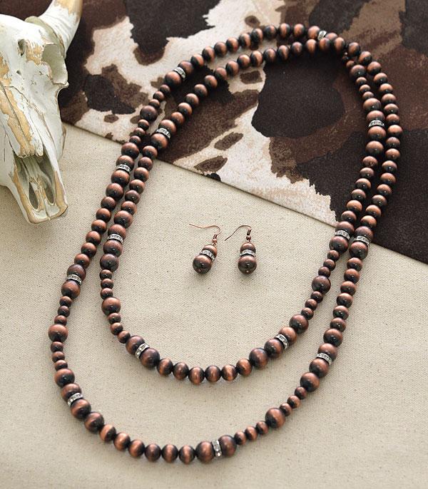 NECKLACES :: WESTERN LONG NECKLACES :: Navajo Bead Bling Necklace Set