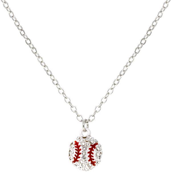 SPORTS THEME :: Baseball Pendant Necklace