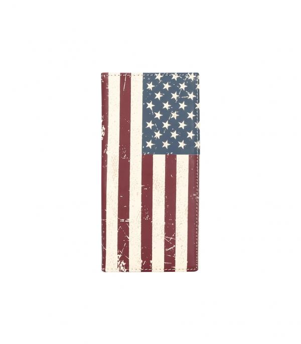<font color=RED>RED,WHITE, AND BLUE</font> :: Montana West US Flag Mens Leather Wallet