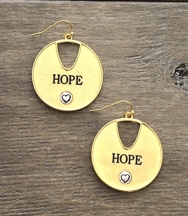 <font color=black>SALE ITEMS</font> :: JEWELRY :: Earrings :: Wholesale Inspirational Hope Casting Earrings