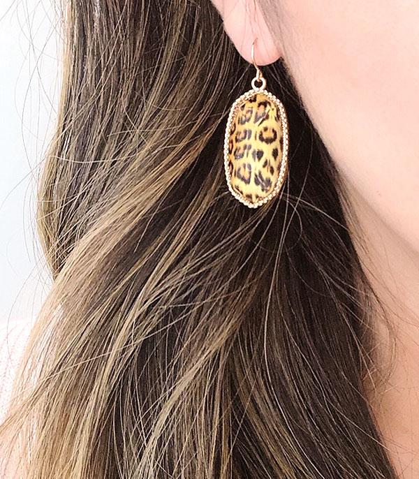 EARRINGS :: TRENDY EARRINGS :: Wholesale Leopard Resin Dangle Earrings