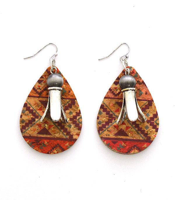 <font color=black>SALE ITEMS</font> :: JEWELRY :: Earrings :: Wholesale Aztec Squash Blossom Cork Earrings