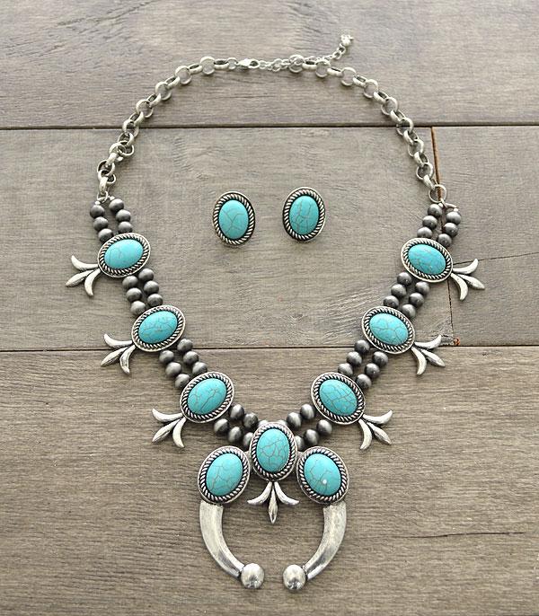 <font color=black>SALE ITEMS</font> :: JEWELRY :: Necklaces :: Wholesale Turquoise Squash Blossom Necklace Set