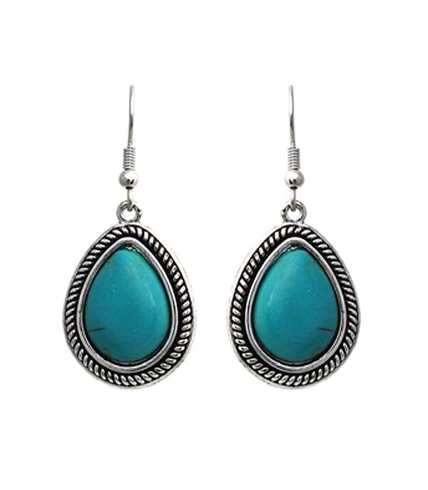 EARRINGS :: WESTERN HOOK EARRINGS :: Wholesale Turquoise Teardrop Earrings