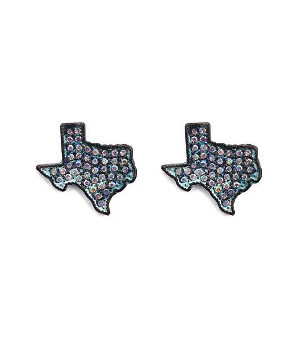 <font color=black>SALE ITEMS</font> :: JEWELRY :: Earrings :: Wholesale Rhinestone Texas Map Stud Earrings