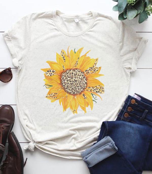 GRAPHIC TEES :: GRAPHIC TEES :: Wholesale Leopard Sunflower Vintage Tshirt