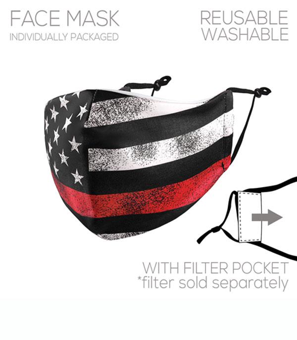 <font color=black>SALE ITEMS</font> :: MISCELLANEOUS :: Wholesale Red Line American Flag Face Mask