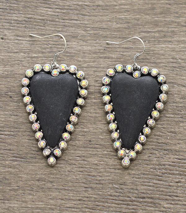 EARRINGS :: WESTERN HOOK EARRINGS :: Wholesale Heart Stone Dangle Earrings