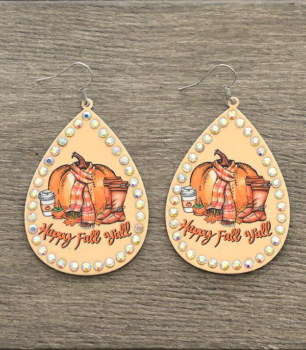 <font color=GREEN>HOLIDAYS</font> :: Wholesale Happy Fall Bling Teardrop Earrings