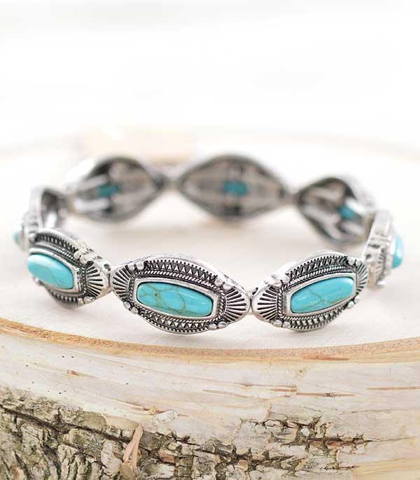 <font color=Turquoise>TURQUOISE JEWELRY</font> :: Wholesale Tipi Turquoise Western Stretch Bracelet