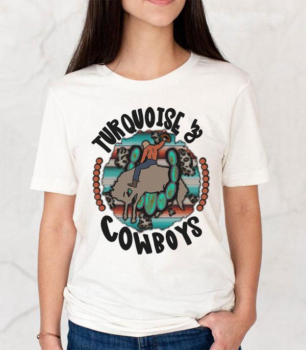 GRAPHIC TEES :: GRAPHIC TEES :: Wholesale Turquoise Cowboys Western Graphic Tshirt