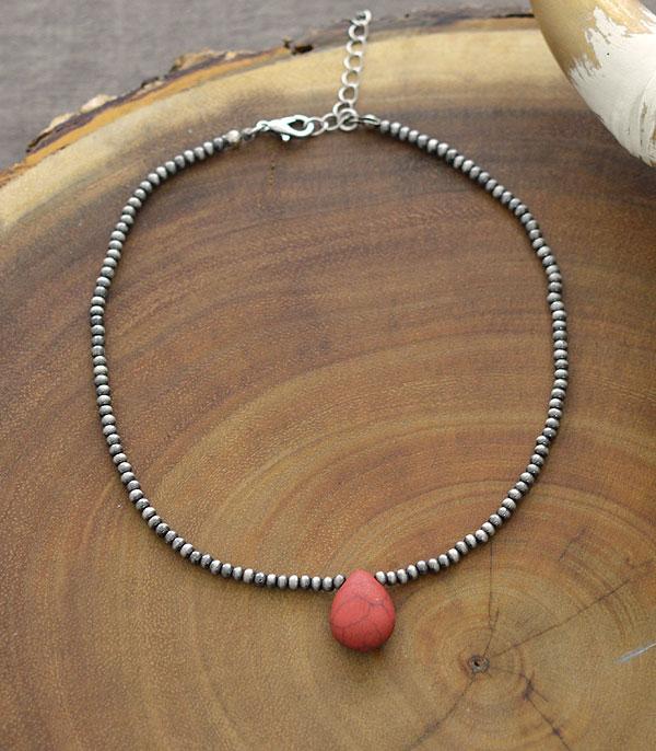 <font color=black>SALE ITEMS</font> :: JEWELRY :: Necklaces :: Wholesale Teardrop Stone Navajo Bead Choker