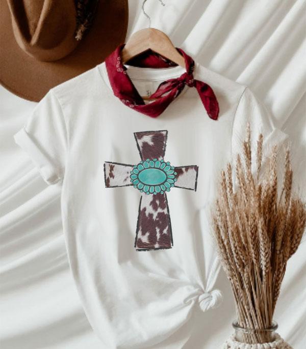 GRAPHIC TEES :: GRAPHIC TEES :: Wholesale Western Cowhide Cross Graphic Tshirt