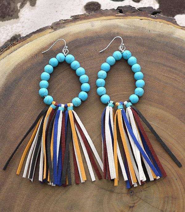 <font color=black>SALE ITEMS</font> :: JEWELRY :: Earrings :: Wholesale Turquoise Teardrop Tassel Earrings