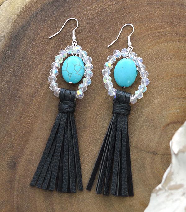 <font color=black>SALE ITEMS</font> :: JEWELRY :: Earrings :: Wholesale Turquoise Bead Tassel Earrings