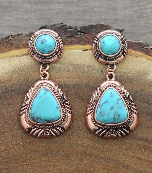 EARRINGS :: WESTERN POST EARRINGS :: Wholesale Western Turquoise Semi Stone Earrings