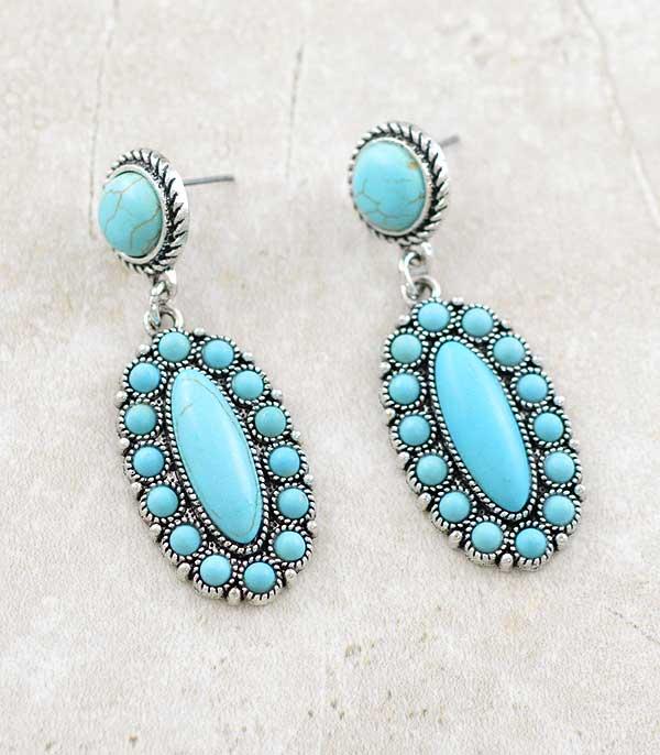 EARRINGS :: POST EARRINGS :: Wholesale Tipi Western Turquoise Dangle Earrings