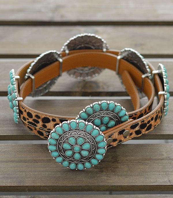 BELTS :: Wholesale Western Turquoise Leopard Belt