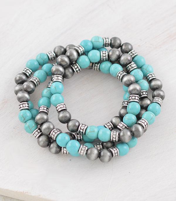 BRACELETS :: STRETCH :: Wholesale Western Turquoise Navajo Bead Bracelet 