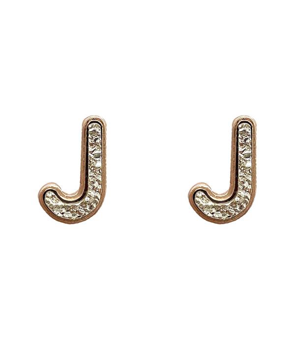INITIAL JEWELRY :: BRACELETS | EARRINGS :: Wholesale Druzy Initial Earrings