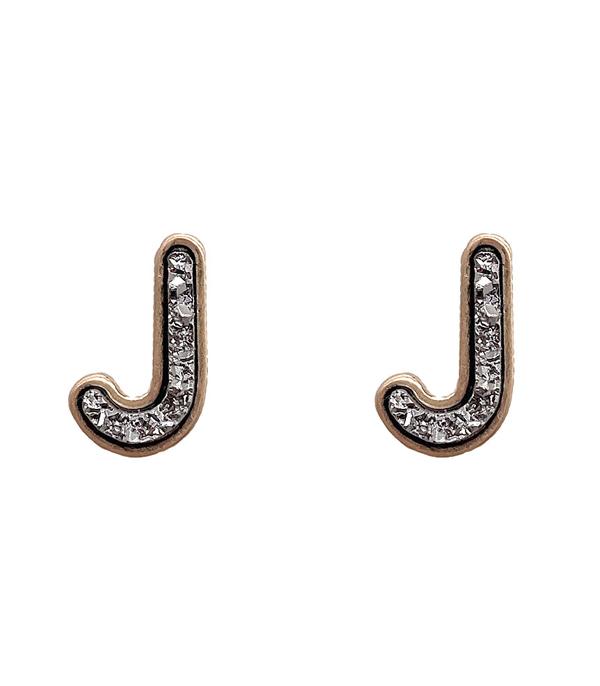 INITIAL JEWELRY :: BRACELETS | EARRINGS :: Wholesale Druzy Initial Earrings