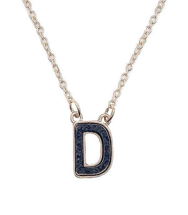 INITIAL JEWELRY :: NECKLACES | RINGS :: Wholesale Druzy Initial Necklace