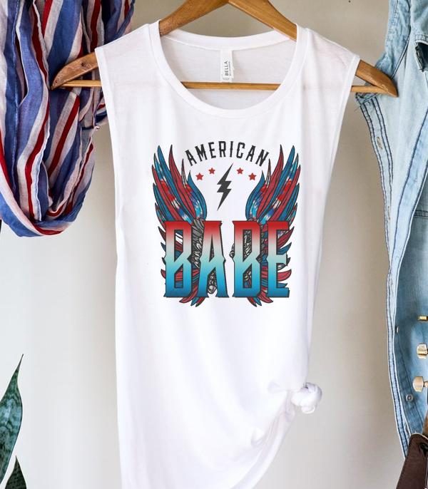 GRAPHIC TEES :: GRAPHIC TEES :: Wholesale 4th Of July American Babe Muscle Tank