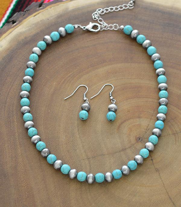 NECKLACES :: CHOKER | INSPIRATION :: Wholesale Turquoise Navajo Bead Necklace Set