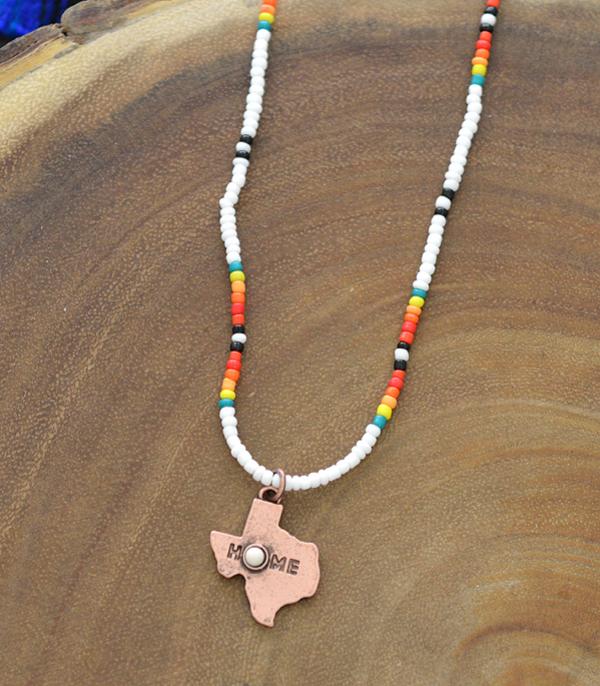 <font color=black>SALE ITEMS</font> :: JEWELRY :: Necklaces :: Wholesale Texas Map Seed Bead Necklace