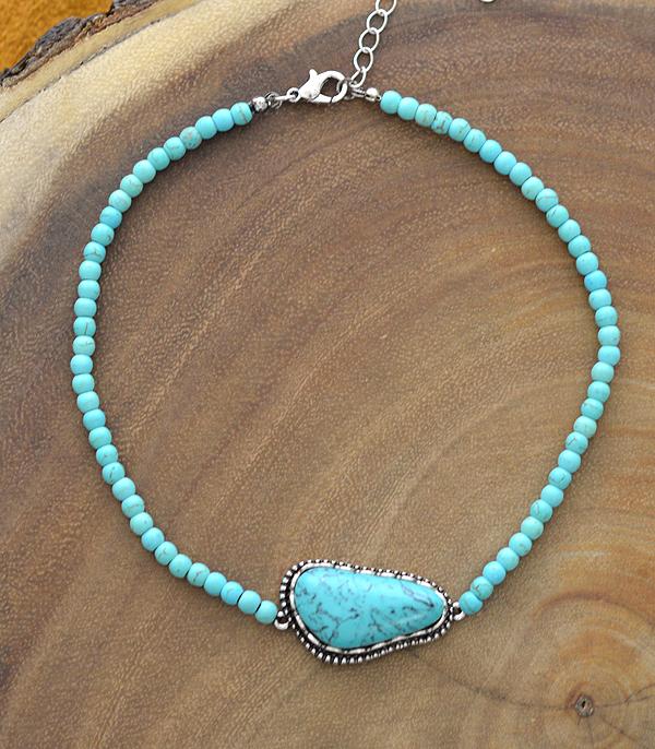 NECKLACES :: CHOKER | INSPIRATION :: Wholesale Western Turquoise Bead Choker Necklace