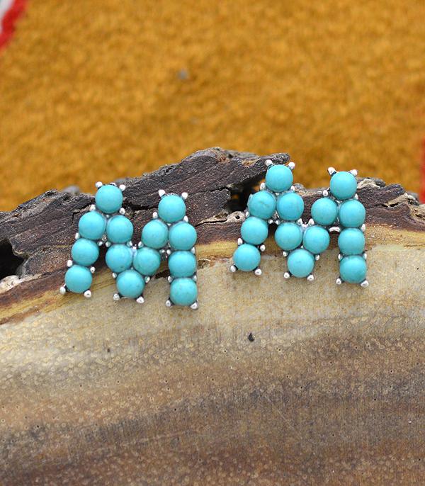 INITIAL JEWELRY :: BRACELETS | EARRINGS :: Wholesale Small Turquoise Initial Post Earrings