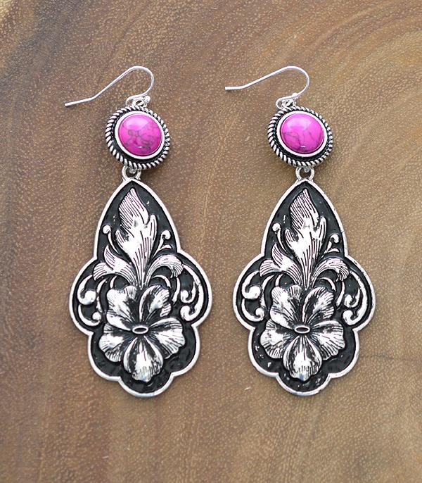 <font color=#FF6EC7>PINK COWGIRL</font> :: Wholesale Western Pattern Casting Earrings