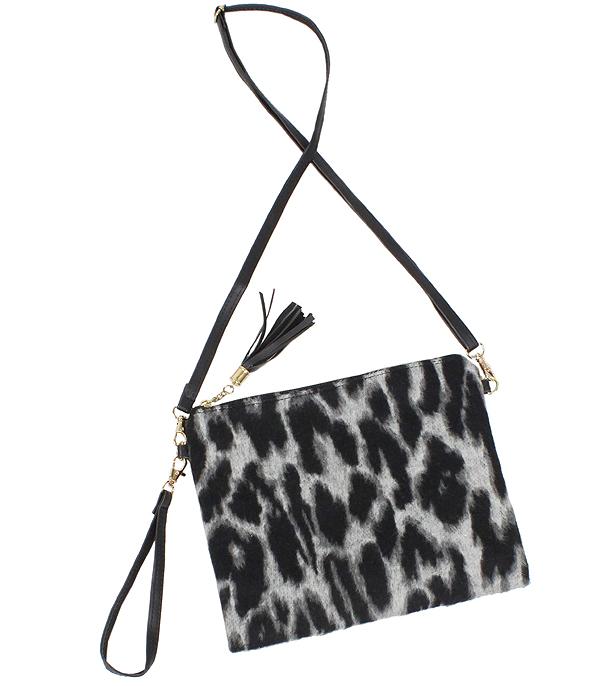 HANDBAGS :: CROSSBODY BAGS :: Wholesale Leopard Print Fabric Crossbody Bag