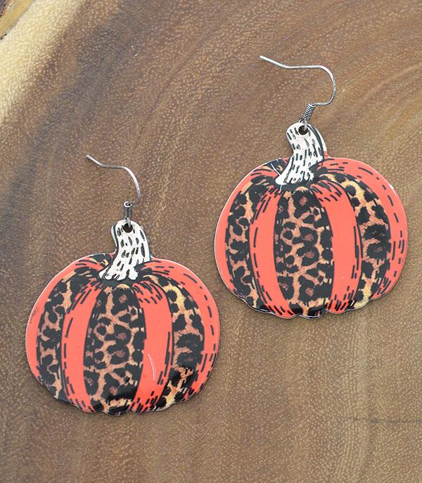 <font color=GREEN>HOLIDAYS</font> :: Wholesale Leopard Pumpkin Dangle Earrings