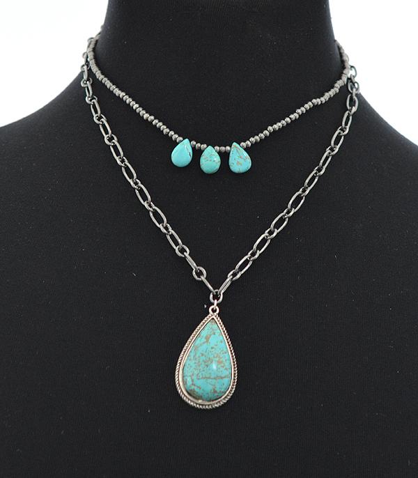 <font color=Turquoise>TURQUOISE JEWELRY</font> :: Wholesale Western Semi Stone Layered Necklace