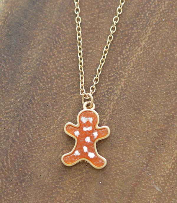 <font color=GREEN>HOLIDAYS</font> :: Wholesale Druzy Gingerbread Man Necklace