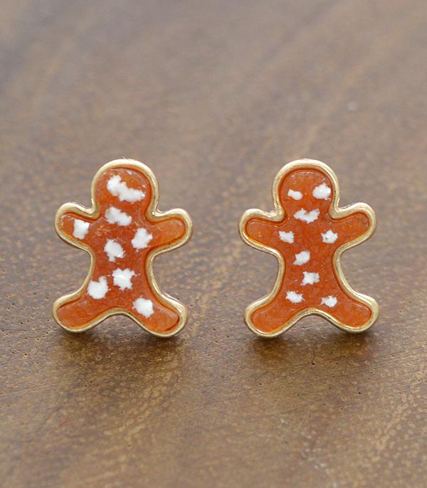 <font color=GREEN>HOLIDAYS</font> :: Wholesale Druzy GIngerbread Man Earrings