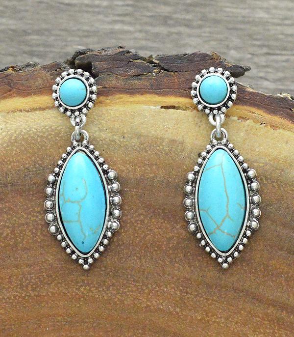 <font color=black>SALE ITEMS</font> :: JEWELRY :: Earrings :: Wholesale Turquoise Semi Stone Dangle Earrings