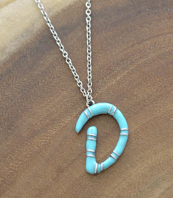 INITIAL JEWELRY :: NECKLACES | RINGS :: Wholesale Turquoise Epoxy Initial Pendant Necklace