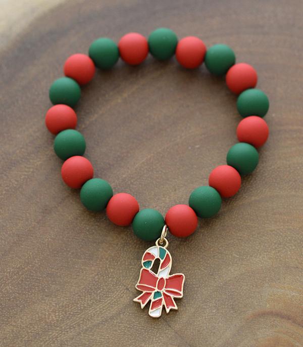 <font color=GREEN>HOLIDAYS</font> :: Wholesale Christmas Candy Cane Charm Bracelet