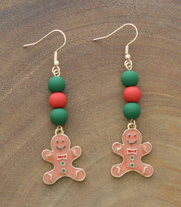 <font color=GREEN>HOLIDAYS</font> :: Wholesale Gingerbread Man Christmas Earrings