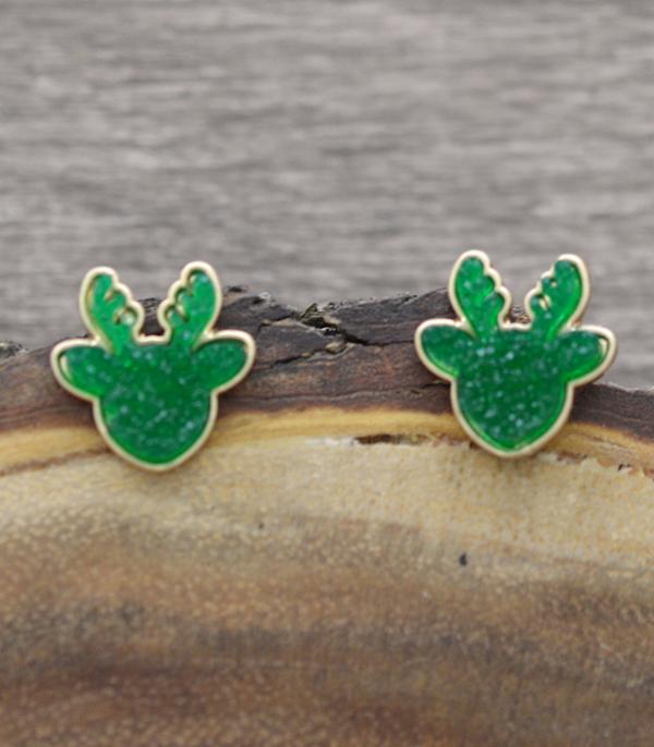 <font color=GREEN>HOLIDAYS</font> :: Wholesale Druzy Reindeer Christmas Earrings