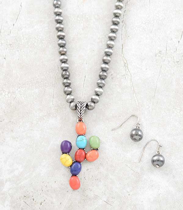 NECKLACES :: WESTERN TREND :: Wholesale Tipi Western Turquoise Cactus Necklace