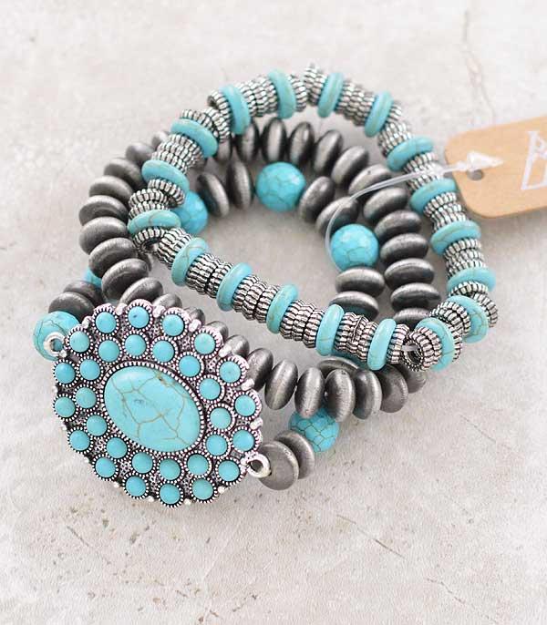 BRACELETS :: STRETCH-BEAD :: Wholesale Western Turquoise Bracelet Set
