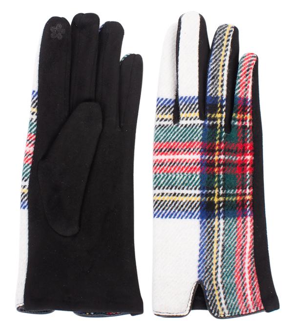 GLOVES I SOCKS :: Wholesale Tartan Plaid Smart Touch Winter Gloves