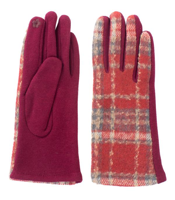 GLOVES I SOCKS :: Wholesale Plaid Smart Touch Winter Gloves