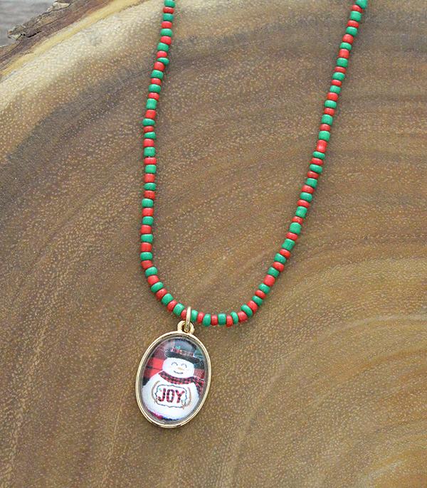 <font color=GREEN>HOLIDAYS</font> :: Wholesale Christmas Snowman Seed Bead Necklace