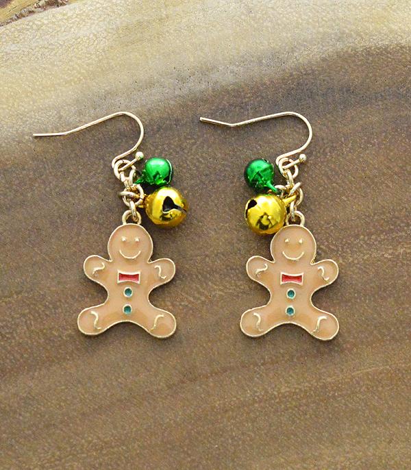 <font color=GREEN>HOLIDAYS</font> :: Wholesale Gingerbread Man Christmas Earrings