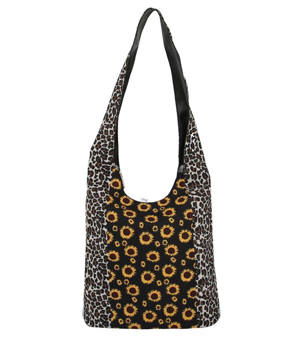 HANDBAGS :: CROSSBODY BAGS :: Wholesale Leopard Sunflower Print Crossbody Bag