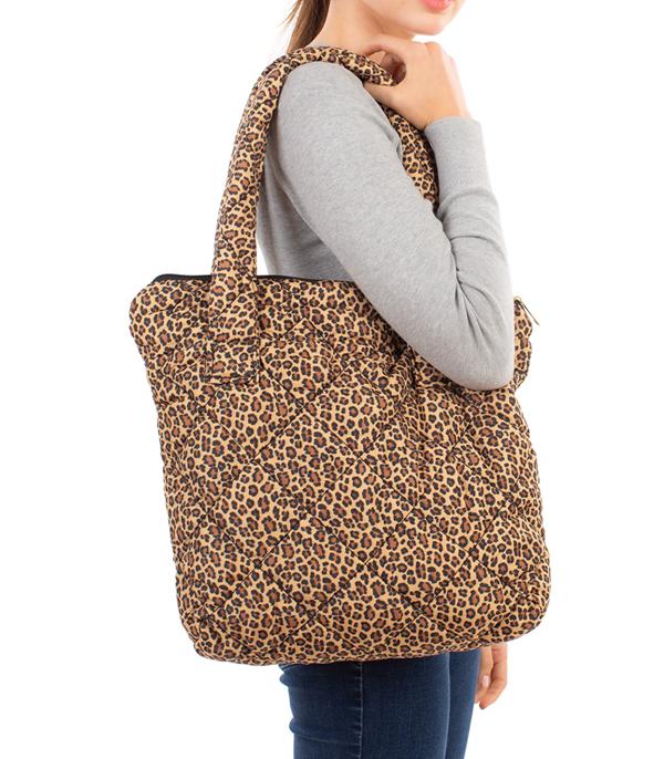 HANDBAGS :: FASHION :: Wholesale Padded Leopard Print Tote Bag